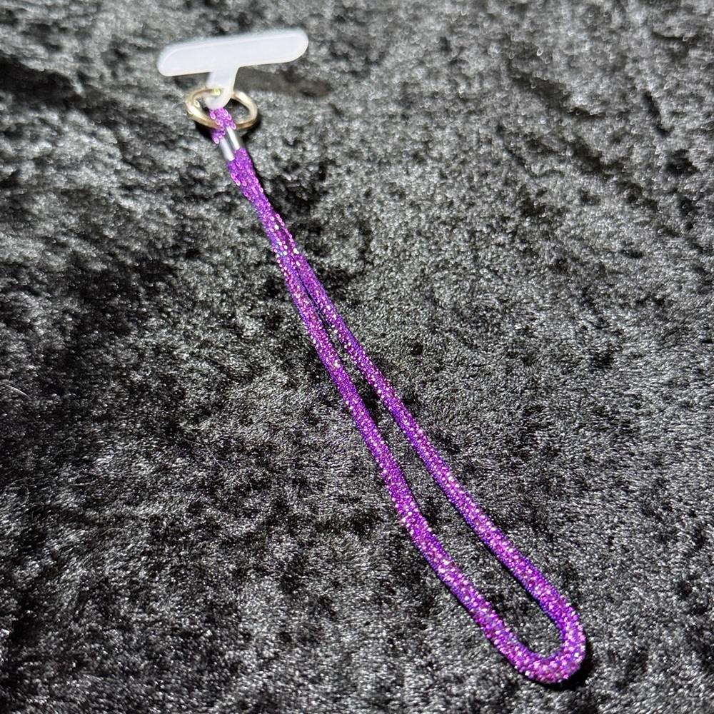 Rhinestone Phone Lanyard Keychain Bag Charm Purple
